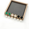 Clover Pearl Green Earrings