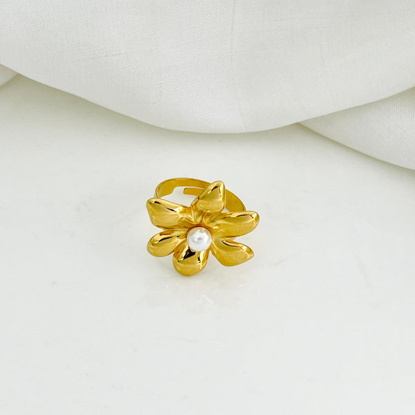 Pearl Flower Adjustable Ring
