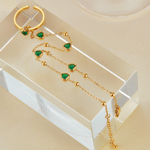 Green Heart Hand Chain