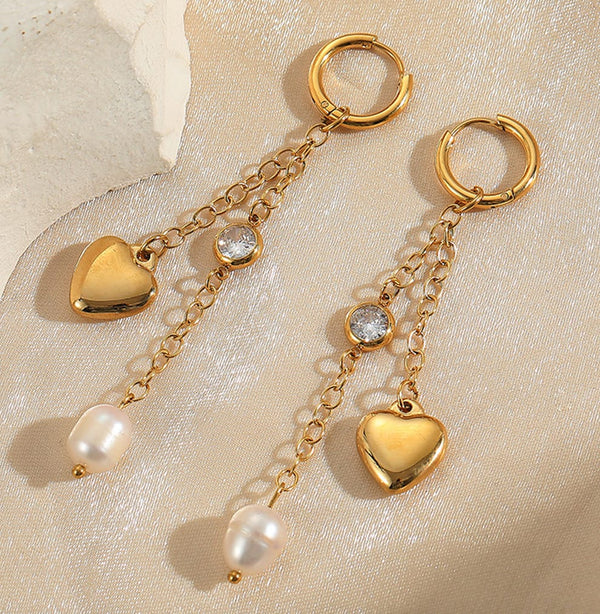 Pearl Heart Earrings