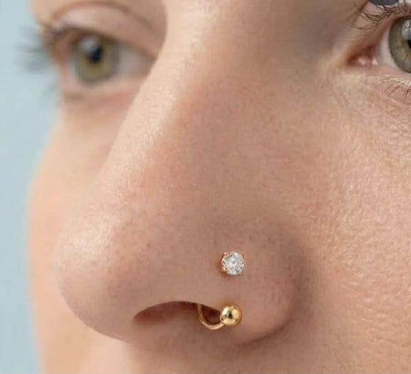 Zircon 21 Karat Stainless Steel Nose Pin & Bali