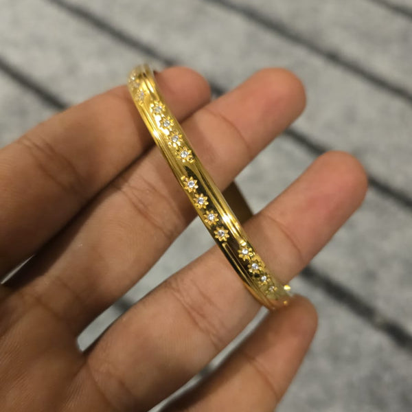 Gold Crystal Flower Bangle | Gold Plated & Stainless Steel