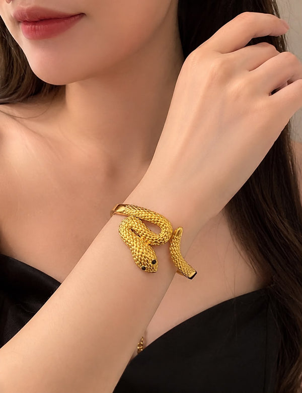 Gold Snake Bangle | Gold Plated & Stainless Steel