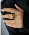 Golden Crystal Safety Pin Ring
