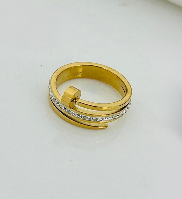 Shiny Cartier Nail Zircon Ring With Brand Logo