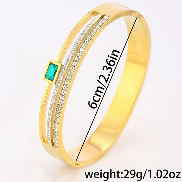 Double Row Emerald Bangle