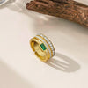 Triple Row Emerald Bangle + Ring