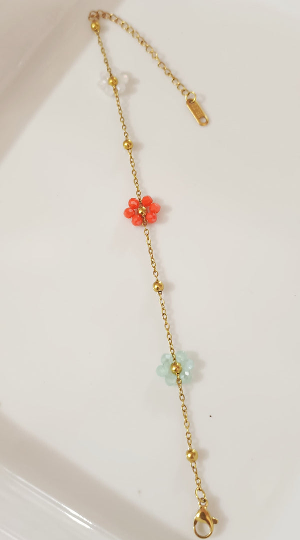 Multi Color Crystal Flower Bracelet