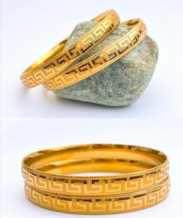 Brand inspired 21 karat gold plated stainless (kara) bangles