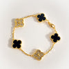 Luxury Stainless Steel Stone Studded Double Sided Clover Bracelet