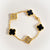 Luxury Stainless Steel Stone Studded Double Sided Clover Bracelet