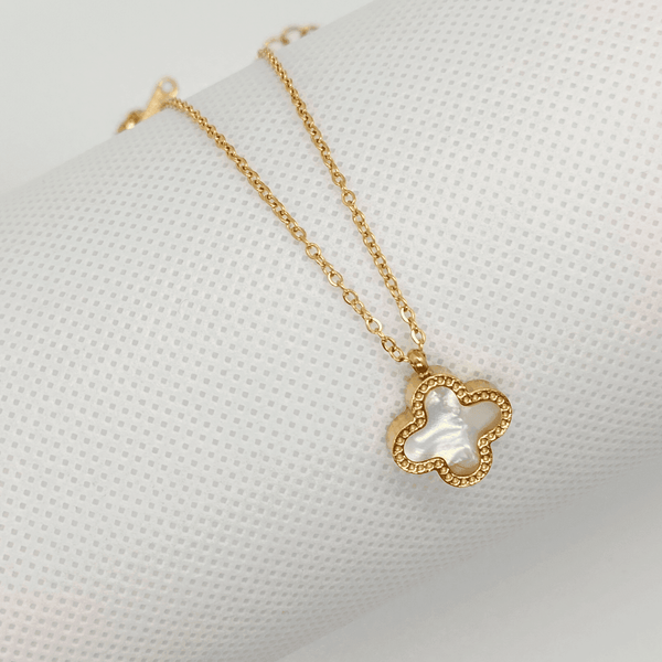 Reversible Clover Pendant Necklace Titanium Stainless Steel