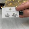 Swan Studs Cubic Zirconia Metal Stud Earring (White)