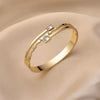 Water Proof Double Square Zircon Stainless Steel Bangle