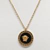 Trendy Black and Gold Tone Chain Pendant Necklace