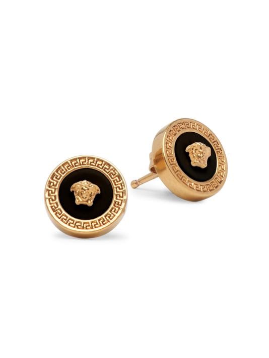 Black and Gold Brand Inspired Stainless Steel Stud Earrings