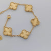 Gold Plated Double Sided Clover Stainless Steel Bracelet Yellow Gold Color