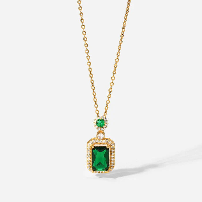 Luxury Stainless Steel Zirconia Pendant Necklace in 3 Different Colors