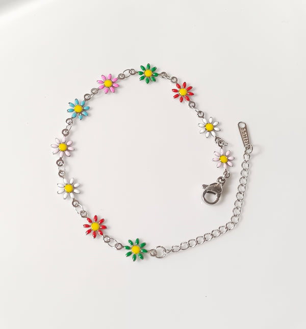Multi Silver Daisy Bracelet