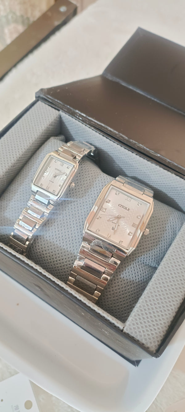 CITOLE Sapphire Silver Couple Watch