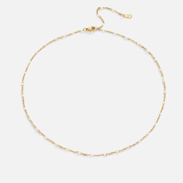 White Enamel Cable Chain Necklace