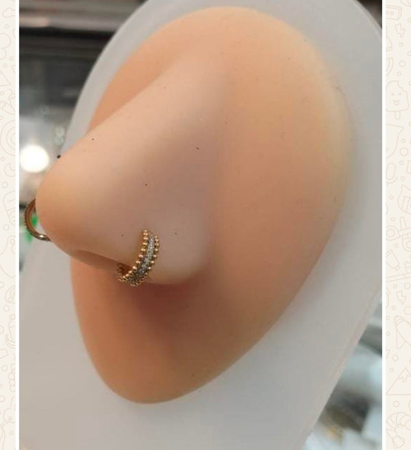 Zircon Double Bali and Nose Ring 7mm
