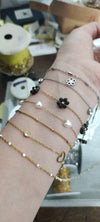 Black Crystal Flower Bracelet