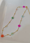 Multi Crystal Flower Chain Necklace