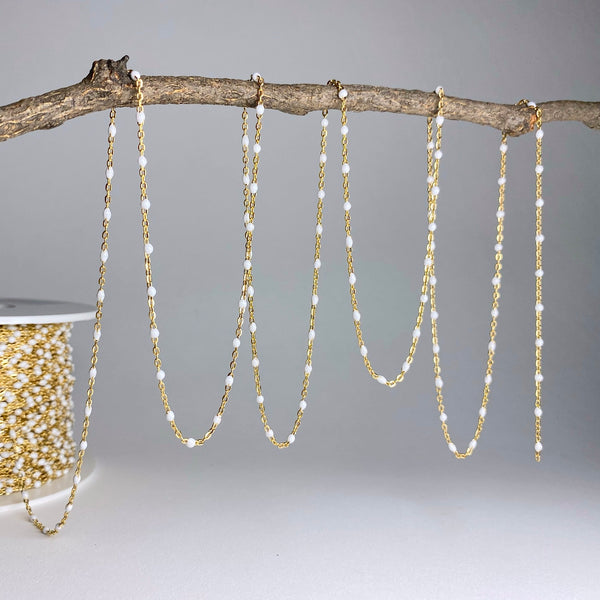 White Enamel Cable Chain Necklace