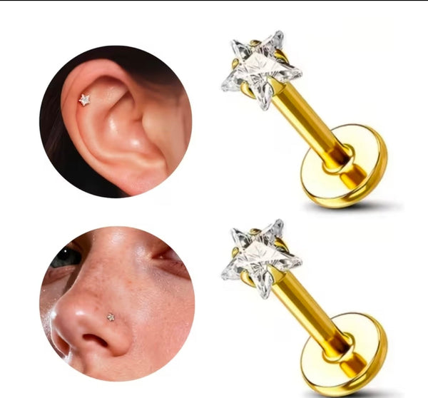 Star Ear Stud and Nose Pin