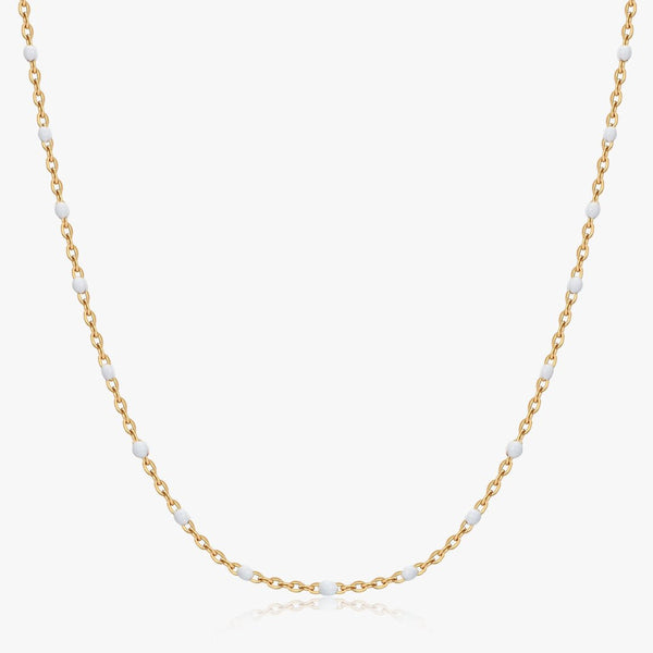 White Enamel Cable Chain Necklace
