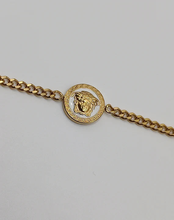 Bright Stainless Steel Golden Chain Bracelet (White)