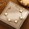 Classic White Clover Double Sided Stainless Steel Bracelet