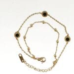 Gold Stainless Steel Double Layer Black Shell Women Adjustable Chain Bracelet