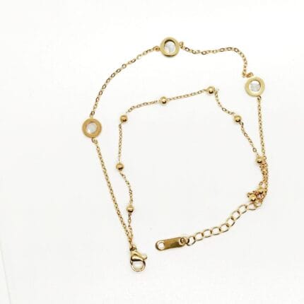 Gold Stainless Steel Double Layer Black Shell Women Adjustable Chain Hand Charm Bracelet