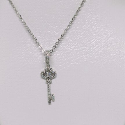 Sterling Silver Mini Crown Key pendant Necklace