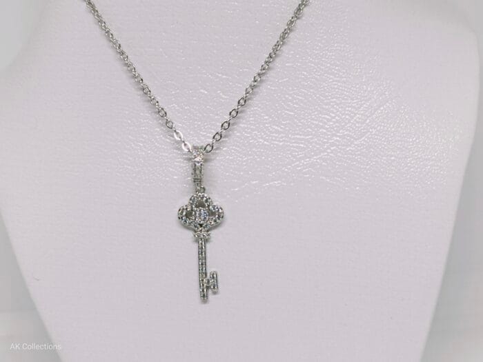 Sterling Silver Mini Crown Key pendant Necklace