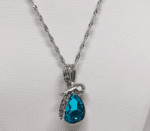 Water drop zircon sterling silver pendant necklace