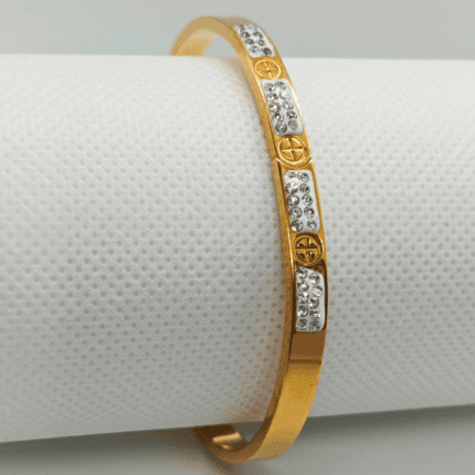 Elegant gold Cartier Titanium Steel Jewelry for Women Round Bangles with Stones Wedding Party Brand Gift Accessories
