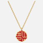 Swarovski Full Blessing Fu Necklace, Red, Gold-tone plated