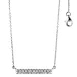 Sterling Silver Horizontal Stone Studded Bar Pendant Necklace