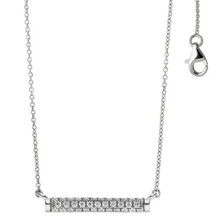 Sterling Silver Horizontal Stone Studded Bar Pendant Necklace