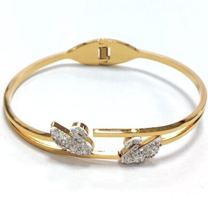 White Double Swan Bangle Stainless Steel