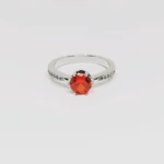 Elegant Sterling Silver Red Gemstone Ring For Engagement, Wedding