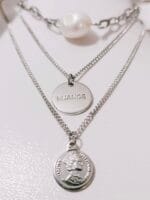 Fashion Multilayer Silver Round Portrait Coin Pendant Necklace For Women