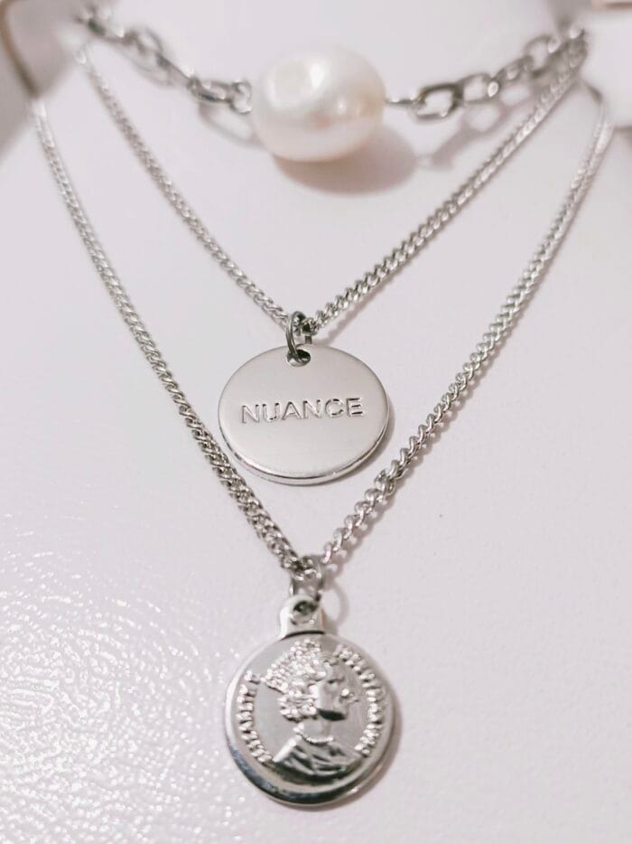 Fashion Multilayer Silver Round Portrait Coin Pendant Necklace For Women