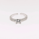 Trendy Style Sterling Silver White Crystal Zircon Adjustable Engagement Ring