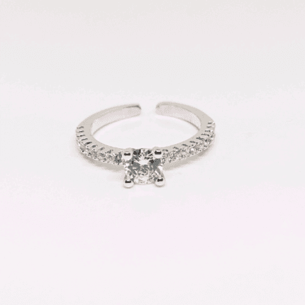 Trendy Style Sterling Silver White Crystal Zircon Adjustable Engagement Ring