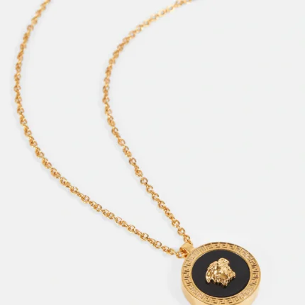 Trendy Black and Gold Tone Chain Pendant Necklace