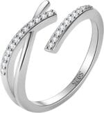 Silver Ring Lady Forefinger Geometric Cross Open Style Rings Jewelry Ornaments Light Luxury High-end All-match Women Adjustable Ring